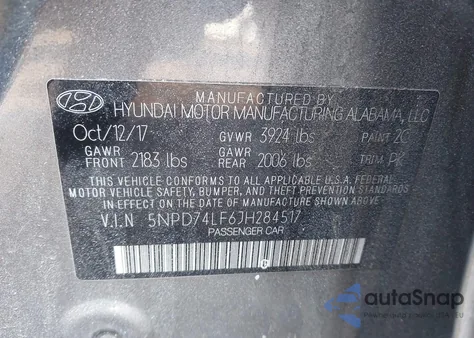 2018 Hyundai Elantra Se from USA, damaged, VIN 5NPD74LF6JH284517